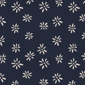 Minimalist Blossoms Cream on Navy