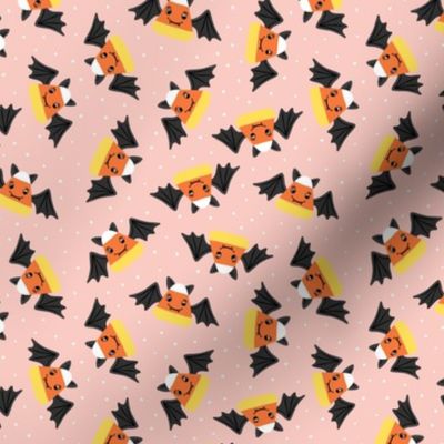 (small scale) Candy Corn Bats - Cute Halloween - pink - LAD23