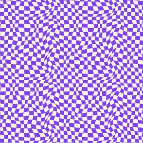 Optical twirly wavy checkerboard, checks, bright violet 