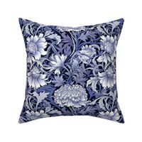 Timeless Elegance: William Morris Inspired Blue and White Chrysanthemum Floral