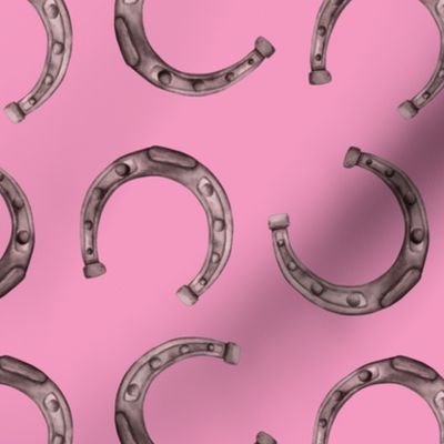 vintage watercolor horseshoes on pink