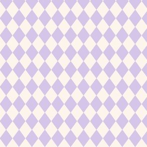 Harlequin lavender diamonds, cream and purple 