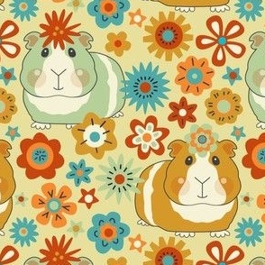 large groovy guinea pigs and flowers