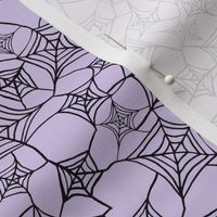 Spooky spider web, hearts entangled, lavender  purple
