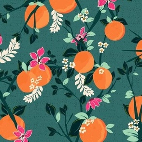 Small Scale - Ripened Oranges Orchard - Green and Pink