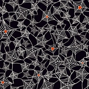 Spooky spider web, hearts caught in the web, black, dark, gothic, halloween, large scale