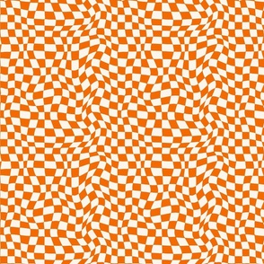 Optical twirly. wavy checkerboard,orange and cream, halloween
