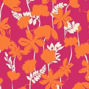 Small Scale - Flora Abstract Mid Summer - Pink Orange