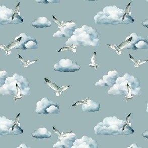 Flying Seagulls Ocean Sky Medium scale