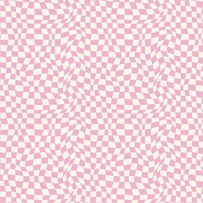 Optical twirly wavy checkerboard, pink