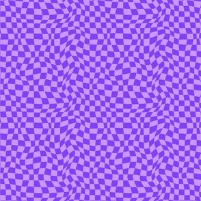 Optical twirly wavy checkerboard, optical checks, violet bright purple