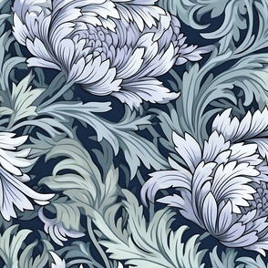 Jumbo Captivating Contrast: White Blooms on Dark Blue