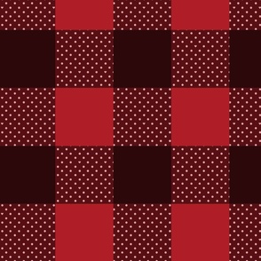 Monochromatic Red Buffalo Plaid Heart Polka Dot- Large Print