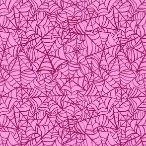 Spiderwebs - Ditsy Scale - Hot Pink Halloween Goth Spider Web Gothic Cobweb Pastel Goth Bright