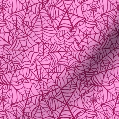 Spiderwebs - Small Scale - Hot Pink Halloween Goth Spider Web Gothic Cobweb Pastel Goth Bright