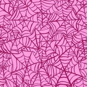 Spiderwebs - Small Scale - Hot Pink Halloween Goth Spider Web Gothic Cobweb Pastel Goth Bright