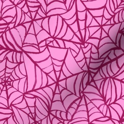 Spiderwebs - Medium Scale - Hot Pink Halloween Goth Spider Web Gothic Cobweb Pastel Goth Bright