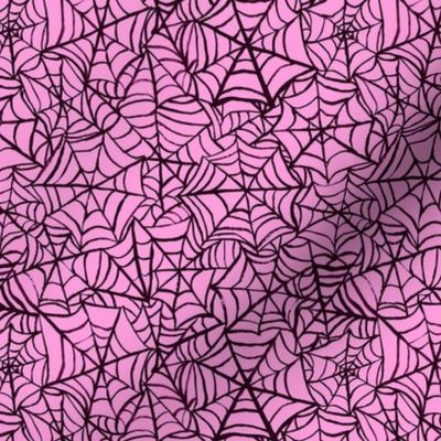 Spiderwebs - Small Scale - Pink and Black Halloween Goth Spider Web Gothic Cobweb
