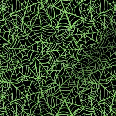 Spiderwebs - Small Scale - Lime Green and Black Halloween Goth Spider Web Gothic Cobweb