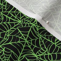 Spiderwebs - Small Scale - Lime Green and Black Halloween Goth Spider Web Gothic Cobweb