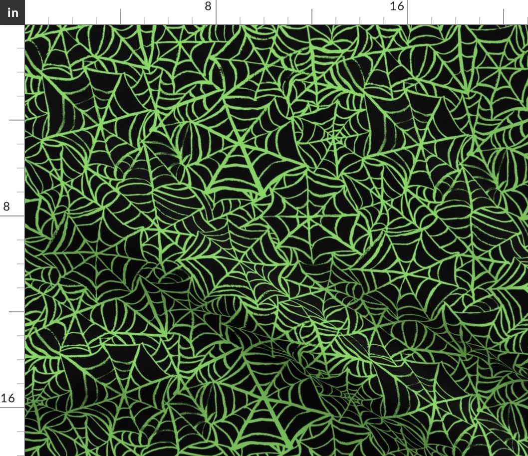 Spiderwebs - Medium Scale - Lime Green and Black Halloween Goth Spider Web Gothic Cobweb