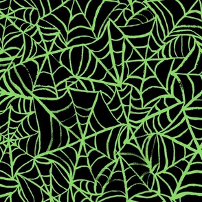 Spiderwebs - Large Scale - Lime Green and Black Halloween Goth Spider Web Gothic Cobweb