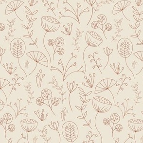 Delicate Floral Doodles in Cream and Terracotta
