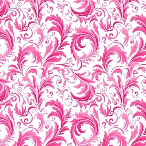 Vibrant Pink Damask Pattern with Elegant Arabesque Elements