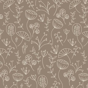 Delicate Floral Doodles in Fawn and Cream
