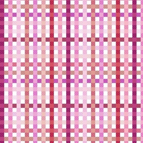 Playful Plaid in shades of pink on white  - small scale