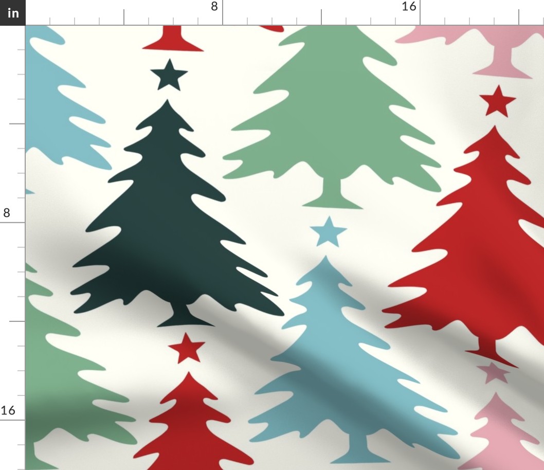 Whimsical Wonderland Multi Color Christmas Tree Pattern Jumbo