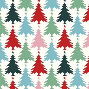 Whimsical Wonderland Multi Color Christmas Tree Pattern Large