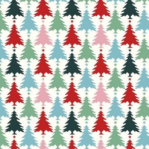 Whimsical Wonderland Multi Color Christmas Tree Pattern Medium
