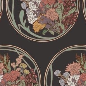 Art Nouveau Bouquet Charcoal Background