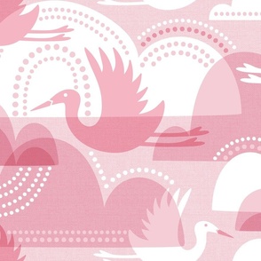 Dreamy Skies - Birds and Clouds Pink Jumbo