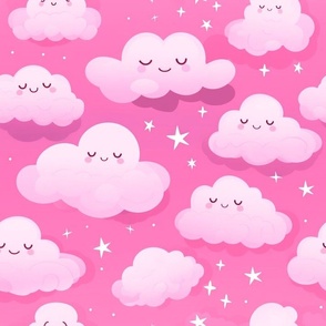 Happy Sleeping Clouds - Pink