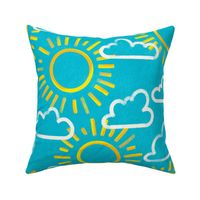 Playful Sunny Skies in Chalk Texture Sky Blue (large scale)
