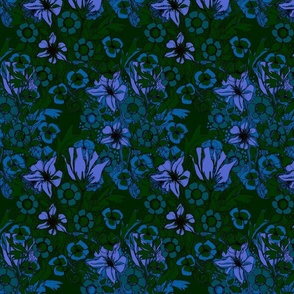 Deep blue and green garden