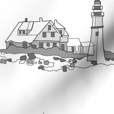 Lighthouse Line Drawings - white grey - extra large scale
