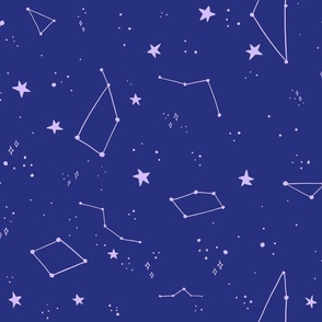 Stars and constellations lilac purple blue