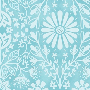 pretty blue floral wallpaper scale