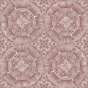 mandala flower - copper rose pink _ creamy white - hand drawn tile