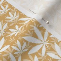 Smaller Scale Marijuana Cannabis Leaves White on Honey Gold