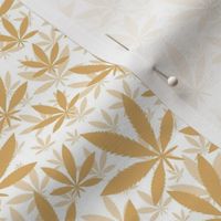 Smaller Scale Marijuana Cannabis Leaves Honey Gold on White