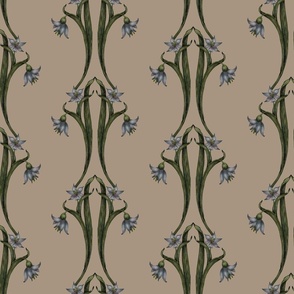 Blue-Eyed Grass Vertical Stripe on Taupe