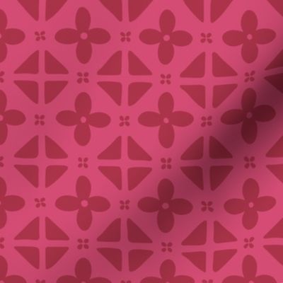 Red pink Geometric Flower Tile | Medium scale