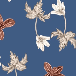 Neutral Wildflower Wallpaper on Blue Ridge // Large Scale
