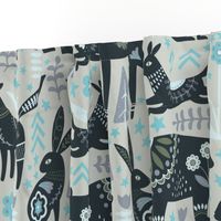 Magical Folk Forest - Pantone Mega Matter Color Palate - Scandi Scandinavian Folk Animals - Light Baby Blanket