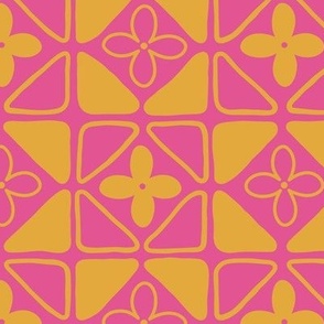 Pink and Yellow flower tile pattern | Medium Scale