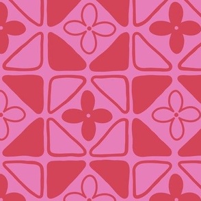 Pink and Red flower tile pattern | Medium Scale